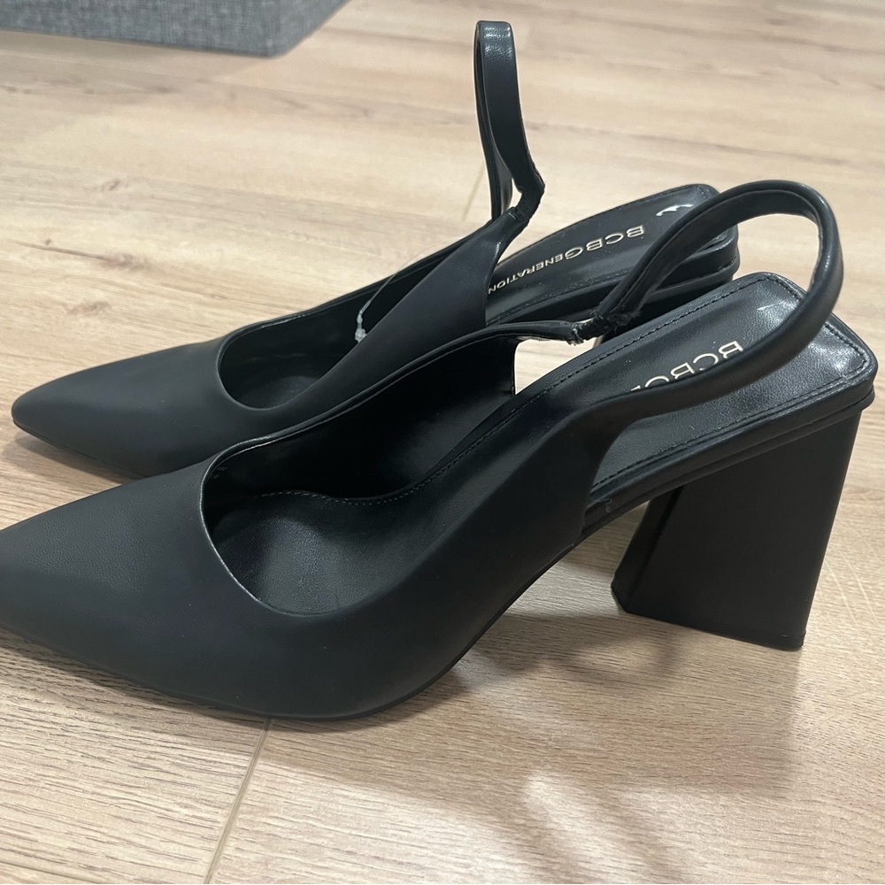 BCBGeneration Black Slingback Block Heels